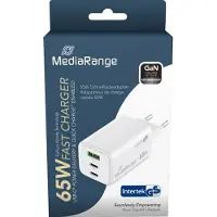 MediaRange MRMA116-2 65W USB A/USB C Quick Charge Ladeadapter weiß, 65 Watt