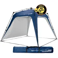DS Produkte Outdoor paviljoen, 2,5 x 2,5 m, waterdicht en uv-bescherming, tuintent incl. 1 x zijpaneel, tas en haringen, robuuste camping en partytent, pop-up tent in 2 minuten, blauw