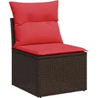 vidaXL - | - Tuinbank - | - met - kussen - met - opslag - Bruin - 55 - x - 62 - x - 69 - cm - Poly - riet