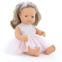 Miniland Pop - Europees Meisje Blondharig 38Cm - Incl. Vriendschapsarmband + Stickers - 10 Maanden