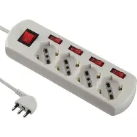 Electraline Meervoudige stekkerdoos met 4 stopcontacten en individuele schakelaars