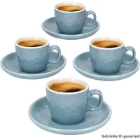 MamboCat Hexa Blau 4-delig set espressokopjes met schoteltjes van keramiek – Q96001460