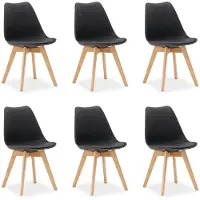 Homestyle4u Eetkamerstoel van Hout en Kunststof - 6 Stoelen - Keukentoel - Zwart
