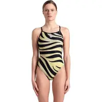 Arena Multi Stripes Lace Back Badpak Dames - Zwart | Maat: 34
