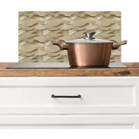 KitchenYeah Spatscherm keuken 70x30 cm - Kookplaat achterwand Golven - Patroon - Goud - Muurbeschermer - Spatwand fornuis - Hoogwaardig aluminium