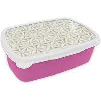 MuchoWow Broodtrommel Roze - Lunchbox Abstract - Structuur - Grijs - Wit - Brooddoos 18x12x6 cm - Brood lunch box - Broodtrommels voor kinderen en volwassenen