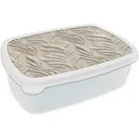 MuchoWow Broodtrommel Wit - Lunchbox Textuur - Reliëf - Beige - Brooddoos 18x12x6 cm - Brood lunch box - Broodtrommels voor kinderen en volwassenen