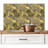 KitchenYeah Spatscherm keuken 100x65 cm - Kookplaat achterwand Modern - Geometrisch - Goud - Muurbeschermer - Spatwand fornuis - Hoogwaardig aluminium