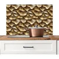 KitchenYeah Spatscherm keuken 90x60 cm - Kookplaat achterwand Abstract - Antiek - Goud - Muurbeschermer - Spatwand fornuis - Hoogwaardig aluminium