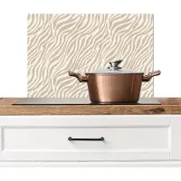 KitchenYeah Spatscherm keuken 60x40 cm - Kookplaat achterwand Zebra - Patroon - Beige - Muurbeschermer - Spatwand fornuis - Hoogwaardig aluminium