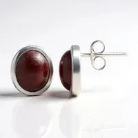 Cavill - Zilveren Oorbellen 925 Sterling Zilver - 4,675 ct Noorse Roze Thuliet Ovaal Cabochon - Handgemaakte Moderne Studs - Elegante Dames Sieraden