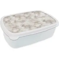 MuchoWow Broodtrommel Wit - Lunchbox Organisch - Patroon - Gemêleerd - Brooddoos 18x12x6 cm - Brood lunch box - Broodtrommels voor kinderen en volwassenen