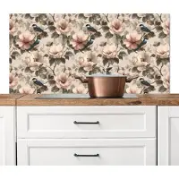 KitchenYeah Spatscherm keuken 120x60 cm - Kookplaat achterwand Klassiek - Vogels - Kleurrijk - Muurbeschermer - Spatwand fornuis - Hoogwaardig aluminium