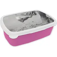 MuchoWow Broodtrommel Roze - Lunchbox Feestelijk - Champagne - Discobal - Brooddoos 18x12x6 cm - Brood lunch box - Broodtrommels voor kinderen en volwassenen