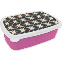 MuchoWow Broodtrommel Roze - Lunchbox Abstract - Retro - Kleurrijk - Brooddoos 18x12x6 cm - Brood lunch box - Broodtrommels voor kinderen en volwassenen