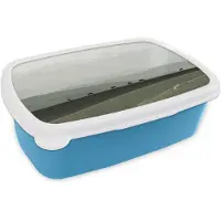 MuchoWow Broodtrommel Blauw - Lunchbox Grijs - Berg - Paarden - Brooddoos 18x12x6 cm - Brood lunch box - Broodtrommels voor kinderen en volwassenen