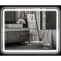 MODFU - Badspiegel - Met Verlichting En Klok - Muziekfunctie - Voor Badkamer - Glas - Zilver - 70 x 90 cm