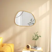 MODFU - Wandspiegel - Onregelmatige Vorm - Verticale Of Horizontale Ophanging - Dennenhouten Frame - Natuurlijk Hout - 80 x 60 cm