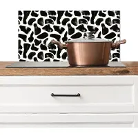 KitchenYeah Spatscherm keuken 70x30 cm - Kookplaat achterwand Dierenpatroon - Vlekken - Zwart - Wit - Muurbeschermer - Spatwand fornuis - Hoogwaardig aluminium