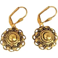 Zeeuws Meisje - Oorhangers klassieke bolle Zeeuwse knop earrings met oogjesrand en klaphaakjes, verguld met echt laagje goud