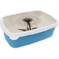 MuchoWow Broodtrommel Blauw - Lunchbox Paardenbloem - Minimalistisch - Wit - Brooddoos 18x12x6 cm - Brood lunch box - Broodtrommels voor kinderen en volwassenen
