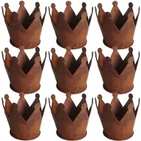 UNUS Decoratieve kroon in roestlook 6,5 cm set van 9 tuindecoratie kandelaar bloempot