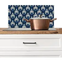 KitchenYeah Spatscherm keuken 60x30 cm - Kookplaat achterwand Modern - Patroon - Blauw - Muurbeschermer - Spatwand fornuis - Hoogwaardig aluminium