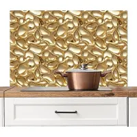 KitchenYeah Spatscherm keuken 100x65 cm - Kookplaat achterwand Abstract - Modern - Goud - Muurbeschermer - Spatwand fornuis - Hoogwaardig aluminium