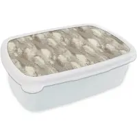 MuchoWow Broodtrommel Wit - Lunchbox Slang - Textuur - Zand - Brooddoos 18x12x6 cm - Brood lunch box - Broodtrommels voor kinderen en volwassenen