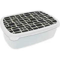 MuchoWow Broodtrommel Wit - Lunchbox Modern - Organisch - Zwart - Brooddoos 18x12x6 cm - Brood lunch box - Broodtrommels voor kinderen en volwassenen