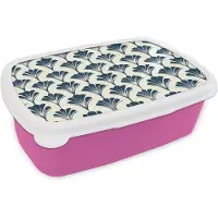 MuchoWow Broodtrommel Roze - Lunchbox Klassiek - Motief - Blauw - Brooddoos 18x12x6 cm - Brood lunch box - Broodtrommels voor kinderen en volwassenen