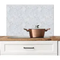 KitchenYeah Spatscherm keuken 90x60 cm - Kookplaat achterwand Grijs - Terrazzo-effect - Beton print - Muurbeschermer - Spatwand fornuis - Hoogwaardig aluminium