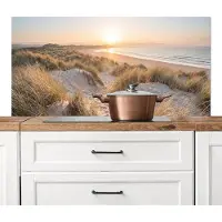KitchenYeah Spatscherm keuken 120x60 cm - Kookplaat achterwand Duinen - Strand - Zee - Muurbeschermer - Spatwand fornuis - Hoogwaardig aluminium