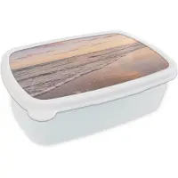 MuchoWow Broodtrommel Wit - Lunchbox Strand - Branding - Wolken - Brooddoos 18x12x6 cm - Brood lunch box - Broodtrommels voor kinderen en volwassenen
