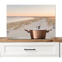KitchenYeah Spatscherm keuken 90x60 cm - Kookplaat achterwand Kustlijn - Horizon - Hek - Muurbeschermer - Spatwand fornuis - Hoogwaardig aluminium