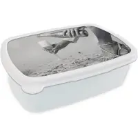 MuchoWow Broodtrommel Wit - Lunchbox Feestelijk - Champagne - Discobal - Brooddoos 18x12x6 cm - Brood lunch box - Broodtrommels voor kinderen en volwassenen