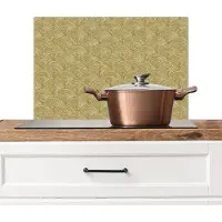 KitchenYeah Spatscherm keuken 60x40 cm - Kookplaat achterwand Waaier - Geometrisch - Groen - Muurbeschermer - Spatwand fornuis - Hoogwaardig aluminium