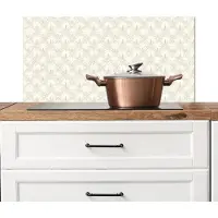 KitchenYeah Spatscherm keuken 90x45 cm - Kookplaat achterwand Patroon - Bloemen - Beige - Muurbeschermer - Spatwand fornuis - Hoogwaardig aluminium