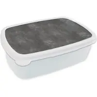 MuchoWow Broodtrommel Wit - Lunchbox Donkergrijs - Ruw - Beton print - Brooddoos 18x12x6 cm - Brood lunch box - Broodtrommels voor kinderen en volwassenen