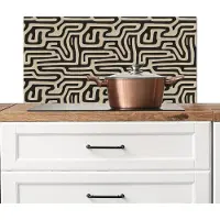 KitchenYeah Spatscherm keuken 80x40 cm - Kookplaat achterwand Grafisch - Lijnen - Zwart - Muurbeschermer - Spatwand fornuis - Hoogwaardig aluminium