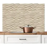 KitchenYeah Spatscherm keuken 120x80 cm - Kookplaat achterwand Zand - Golven - Beige - Muurbeschermer - Spatwand fornuis - Hoogwaardig aluminium