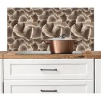 KitchenYeah Spatscherm keuken 100x50 cm - Kookplaat achterwand Waaiervorm - Beige - Vezel textuur - Muurbeschermer - Spatwand fornuis - Hoogwaardig aluminium