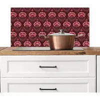 KitchenYeah Spatscherm keuken 80x40 cm - Kookplaat achterwand Bloemen - Waaier - Paars - Muurbeschermer - Spatwand fornuis - Hoogwaardig aluminium
