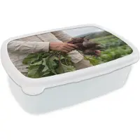 MuchoWow Broodtrommel Wit - Lunchbox Bieten - Vers - Moestuin - Brooddoos 18x12x6 cm - Brood lunch box - Broodtrommels voor kinderen en volwassenen