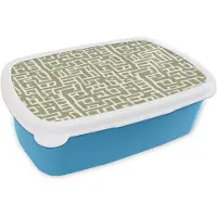 MuchoWow Broodtrommel Blauw - Lunchbox Grafisch - Patroon - Groen - Brooddoos 18x12x6 cm - Brood lunch box - Broodtrommels voor kinderen en volwassenen