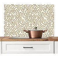 KitchenYeah Spatscherm keuken 100x65 cm - Kookplaat achterwand Minimalistisch - Patroon - Terracotta - Muurbeschermer - Spatwand fornuis - Hoogwaardig aluminium