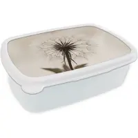 MuchoWow Broodtrommel Wit - Lunchbox Paardenbloem - Minimalistisch - Wit - Brooddoos 18x12x6 cm - Brood lunch box - Broodtrommels voor kinderen en volwassenen