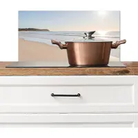 KitchenYeah Spatscherm keuken 60x30 cm - Kookplaat achterwand Zee - Zon - Zand - Muurbeschermer - Spatwand fornuis - Hoogwaardig aluminium