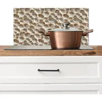 KitchenYeah Spatscherm keuken 70x30 cm - Kookplaat achterwand Schelpen - Waaiervorm - Wit - Muurbeschermer - Spatwand fornuis - Hoogwaardig aluminium