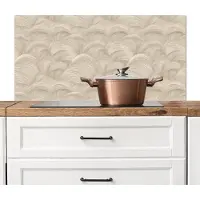 KitchenYeah Spatscherm keuken 100x50 cm - Kookplaat achterwand Bogen - Patroon - Beige - Muurbeschermer - Spatwand fornuis - Hoogwaardig aluminium